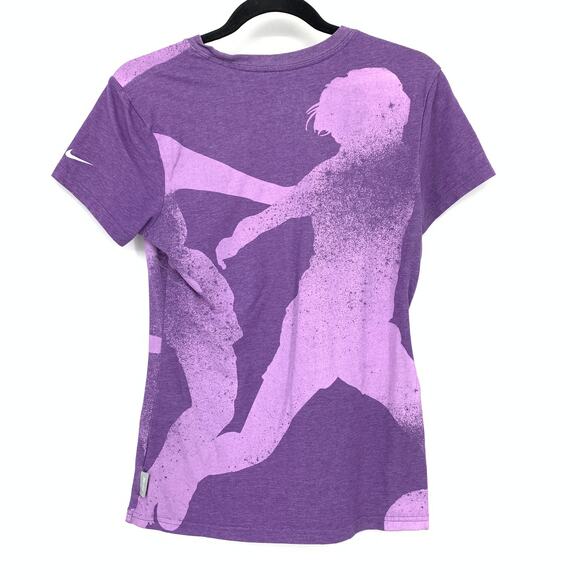 Nike Dri Fit Cotton Graphic Tee Womens Size Small Purple Two Tone Short Sleeve - Picture 2 of 7